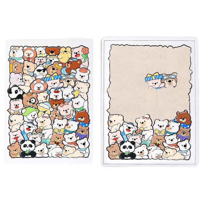 50-Piece Wooden Animal Puzzles,Irregular Wooden Puzzle (Cat/Dinosaur/Bear),Wood Toy Animal Puzzle,Cute Animal Cats Wood Puzzles,Premium Challenging Brain Teaser & Stress Relief Gift - Image 1